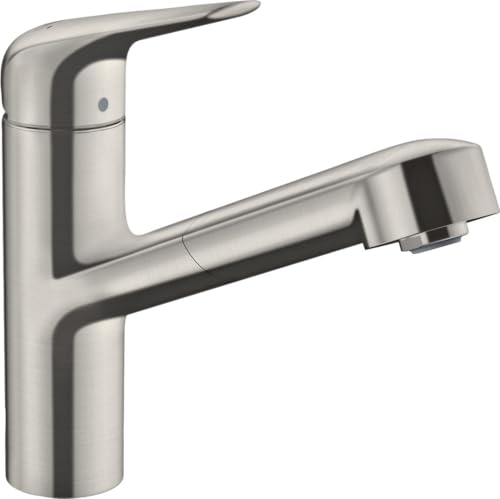 hansgrohe Focus M42 Mitigeur de cuisine 150, avec douchette extractible 1 jet, aspect acier inox, 71814800