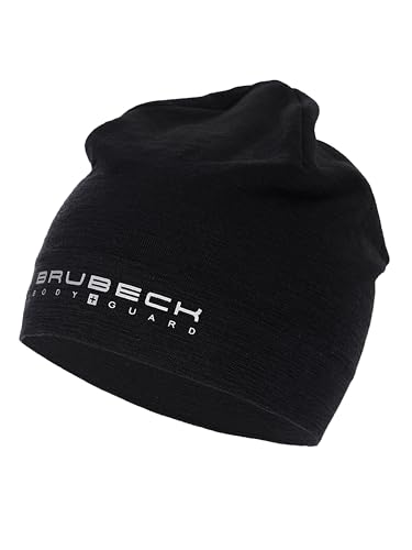Preisvergleich Produktbild BRUBECK Funktions-Merinowolle - Mütze / Temperaturregulierend / Funktional / Atmungsaktiv / Motorrad / Ski / Laufen / HM10180, Farbe:schwarz, Größe:S / M