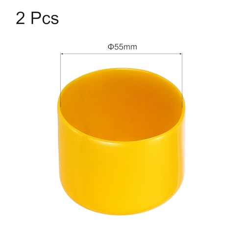 Image of uxcell 2pcs Rubber End Caps 55mm(2.2 Inch) ID Vinyl Round Tube Bolt Cap Cover Screw Thread Protectors Yellow, 40mm Height