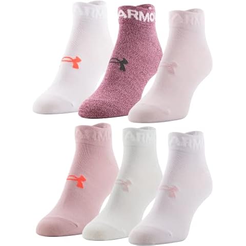 Calcetines Ligeros Esenciales de Corte bajo, 6 Pares, Retro Pink/White/Jet Gray, M Cover