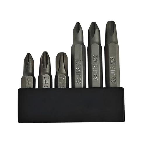 6Pcs JIS Screwdriver Bit Set 35mm&50mm-With Magnetic Tip 1/4 Hex Shank S2 Alloy Steel-Solve maintenance for Japanese cars pickups motorcycles bicycles&other equipment