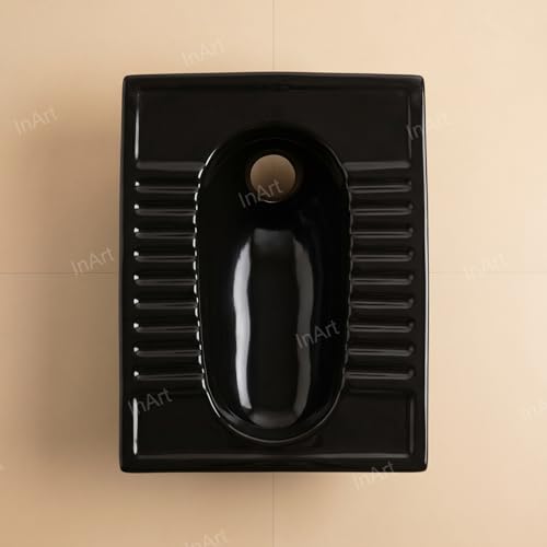Image of InArt Ceramic Sanitary Ware Indian Toilet /Orissa Pan for Bathroom (Black, 21 Inch)