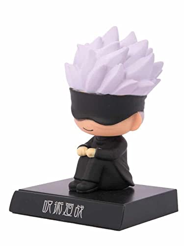 Image of AUGEN Super Hero Satoru Gojo 2 Action Figure Limited Edition Bobblehead with Mobile Holder for Car Dashboard, Office Desk & Study Table (Pack of 1)(Plastic)