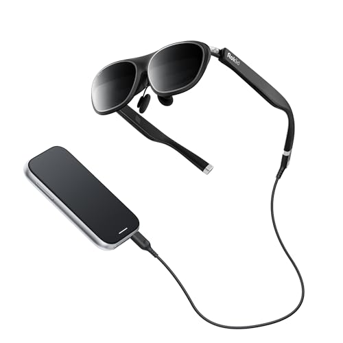 Rokid AR Spatial Video Glasses with 3-Screen Display, Max2 Black AR Glasses & Station2 Spatial Computer with 360" Micro-OLED, 120Hz OLED, 600 Nits, Mu