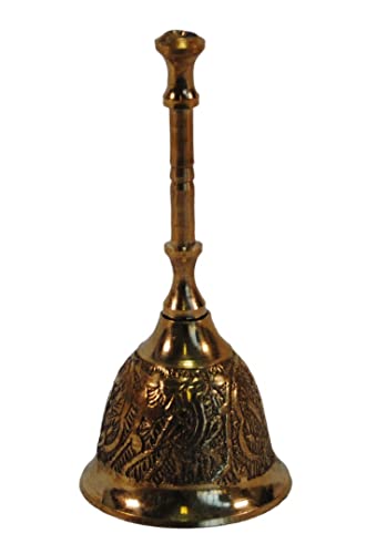 11Cm Traditional Indian Brass Prayer Bell | Ghanti Temple Hindu Pooja Puja Brass Hand Singing Meditation Yoga Dorje Vajra #TOP6