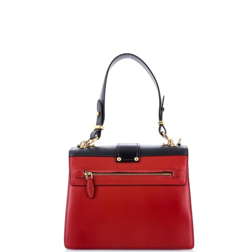 Pre-Loved Cahier Convertible Shoulder Bag City Calf and Saffiano Medium, Red3
