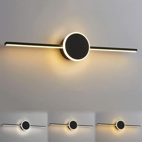 Image of Groeien LED 18 watt 3 Color Black Body Acrylic Picture Photo Frame /Mirror Bathroom Wall Light(Warm+Natural+Coolwhite)(OrbitLine-Black)