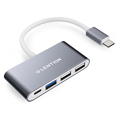 LENTION 4-in-1 USB-C Hub with Type C, USB 3.0, USB 2.0 for 2025-2016 MacBook Pro (M1-M5), iPhone 17-15 New Mac Air/Surface, ChromeBook, More, Multiport Charging & Connecting Adapter (C13, Sp