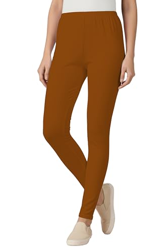 Image of Women's Cotton Lycra Ankle Length Leggings | Regular Rise, Soft 4 Way Stretch Fabric | Casual & Ethnic Wear