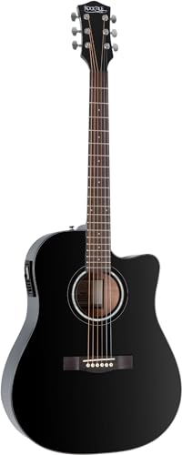 Rocktile D-60CE Guitare de Western noir - Les Beatles, Paul McCartney, John Lennon, RIngo Starr, George Harrison Rocktile D-60CE Guitare de Western noir – Image 3