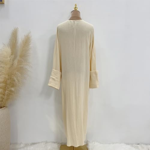 Image of Open Abayas Kimono Muslim Women Cardigan Maxi Dress and pants Set Islamic Clothing Dubai Saudi Robe
