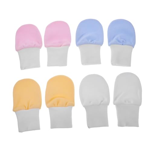 VANZACK 4pairs Boy Girl Hand Mittens Newborn Gloves Soft Breathable No Scratch Mittens for Boys Girls Months