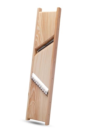 Grater for Korean Carrot - Wooden Korean Carrot Shredder - French Fry & Korean Salad Grater with Two Sharp Blades, Hand