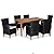 7 Piece Outdoor Dining Set Poly Rattan Black and Brown