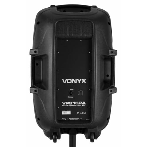 Vonyx VPS152A Altavoces autoamplificados Pack de 2 Altavoces Activo/Pasivo Bluetooth portátiles de 1000W, 15 Pulgadas, micrófono con Cable, Control Remoto, Trípodes, Reproductor MP3 con USB/SD, Leds - imagen 5