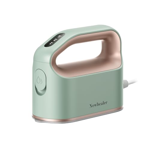 Newbealer Dampfbügeleisen, 1200W Mini Reisebügeleisen für Kleidung, 3 Dampfstufen Steam Iron, 45s Schnelles Aufheizen, Klein und Leicht Bügeleisen für Reise und Urlaub, Grün