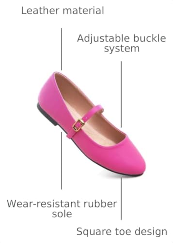 Image of TN TANGNEST Leather Flats for Women Retro Mary Jane Flats | Comfortable Square Toe Slip On Flats with Buckle Strap, Soft Work Flats Office Shoes