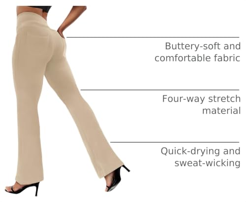 VOOVEEYA Women's Bootcut Leggings - Bootleg Yoga Pants Flare with 4 Pockets by VOOVEEYA - Used condition - US$27.42