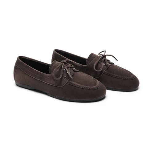 Image of C.Paravano Women Suede Leather Loafers Slip-ons Moccasin Boat Shoes Flats | Feels like a second skin, Soft, Comfortable, Lightweight, Easy to walk,Cushioned insole