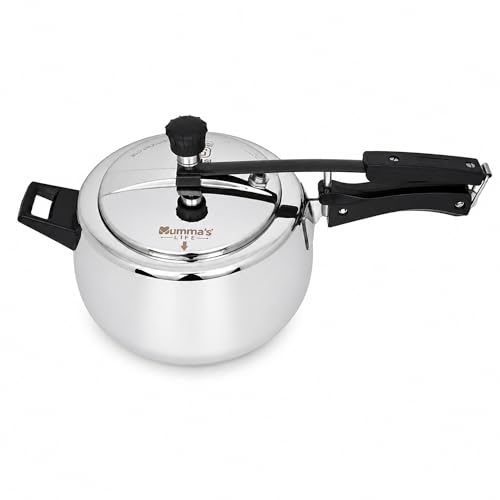 Image of Mumma's LIFE Cooker 3 ltr | Heavy-Duty Silver Pressure Cooker with Inner Lid | Cool-Touch Handles | ISI Certified Lock System | Induction & Gas Stove Compatible