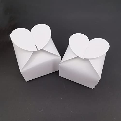 RUIYWEN 50 Cajas de Boda Corazón Cajas de Dulces para Guardar Regalos Pequeños, para el Día de San Valentín, Boda, Decoraciones de Mesa (Blanco)