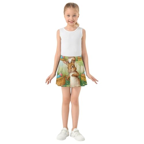Tennis Skirts Toddler Vintage Easter Bunnies Eggs Girls Skorts Athletic Shorts Print Flowy Skirt 4t3