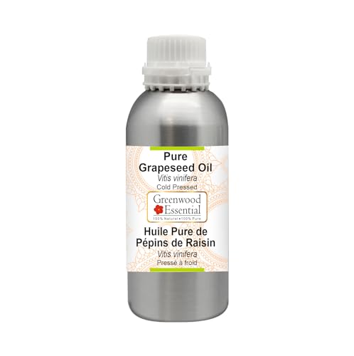 Image of Greenwood Essential Pure Grapeseed Oil (Vitis vinifera) | Cold Pressed | Natural | Undiluted | For Diluting Essential Oils | For Hair, Skin & Massage | Men & Women | 1250ml