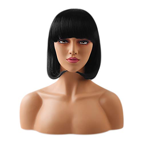Neitsi Women's Cosplay Short Synthetic BOB Hair Wigs Christmas Party (Black)