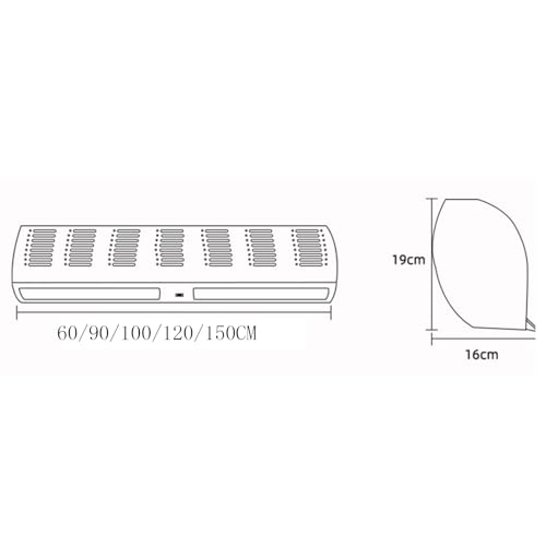 Cortina de aire con ajuste de 2 velocidades, montaje en pared, control remoto, fácil de instalar, ideal para uso comercial en interiores (150 cm)