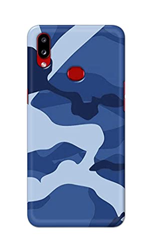 Image of Printed Hard Back Cover Case for Samsung Galaxy A10s | Samsung Galaxy M01s Back Cover (Army Blue Pattern) -203