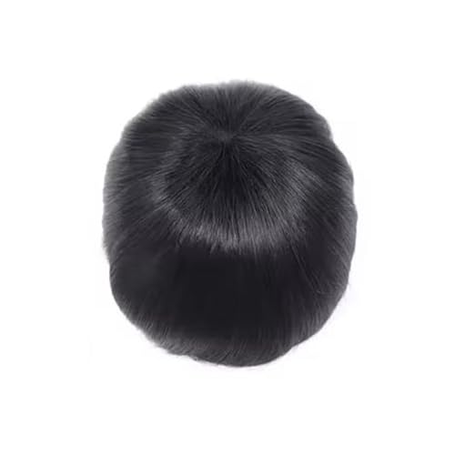 Toupet homme en cheveux humains (6x9) avec perruque frontale dentelle et base en PU peau fine