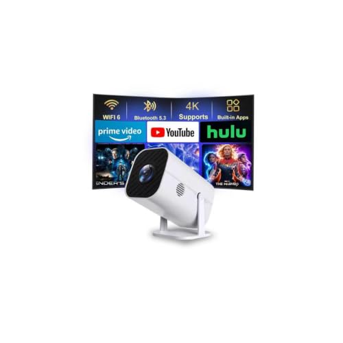 【Built-in APPS & Electric Focusing & 210° Rotation】Mini Projector With Wifi And Bluetooth, Smart Video Projector, Movie Projector for Bedroom, Supports Smartphones/TV Stick/PS5/iPad/Laptop/HDMI/USB