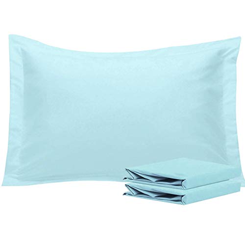 NTBAY NTBAY Queen Pillow Shams, Set of 2, Microfiber, Light Blue