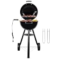 CUKOR 2 in 1 Electric Barbecue Grill?Electric & Charcoal Grill BBQ Grill Indoor Outdoor, Non-stick Porcelain-Enameled Lid and Wheels