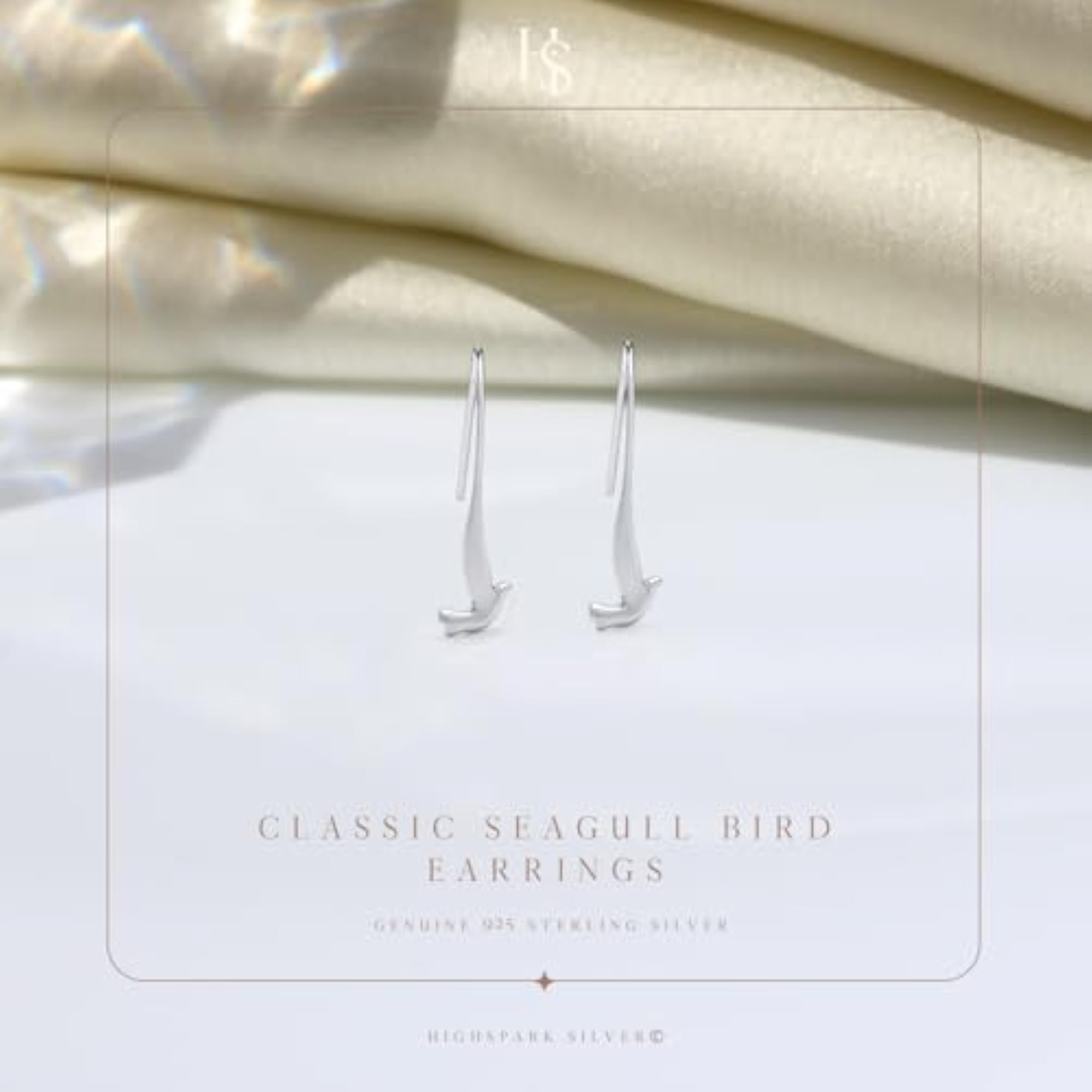 Women's 925 Sterling Silver Classic Seagull Bird Earrings