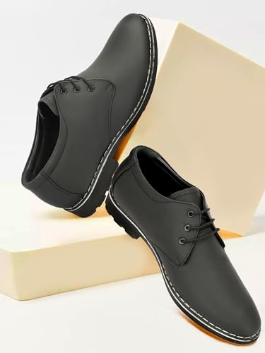 Image of Leatherful Formal Lace-up Derby Shoes for Men | Full Grain Leather | TPR Sole & Nappa Lining | Office, Party, All Occassion | Genuine Leather | Smart Casual - YKDB020BL1S-06