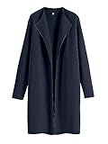 ANRABESS Women's Long Cardigans Sweater 2025 Fall Dressy Casual Lapel Knit Warm Trench Coatigan Oversized Blazer Jacket Coat Navy Blue Medium