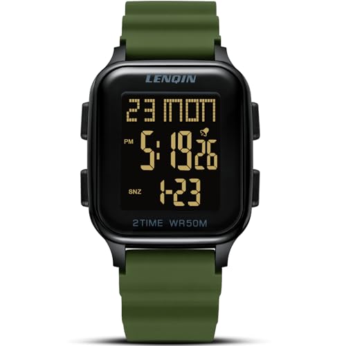 LN LENQIN Reloj Hombres Relojes Digitales para Hombres 50m Relojes Deportivos Impermeables Relojes de Muñeca para Hombres con Luz de Fondo/Temporizador/Alarma/Fecha LED