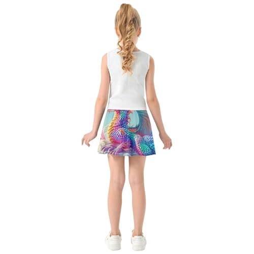 Dragon Clouds Rainbow Girls' Shorts Athletic Skorts Kids Tennis Skirts Purple School Skirt 3-4t4