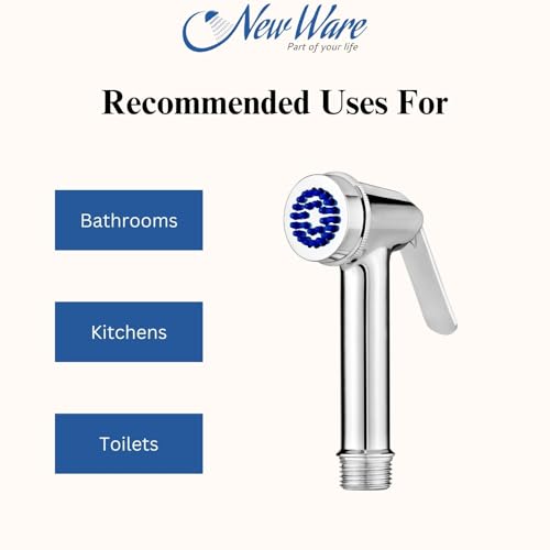 Image of New Ware Health Faucet Gun, Hand Jet Bidet Spray Head ABS Material Health Faucet for Bathroom, Toilet, Shower with Chrome Finish (Royal Faucet Gun)
