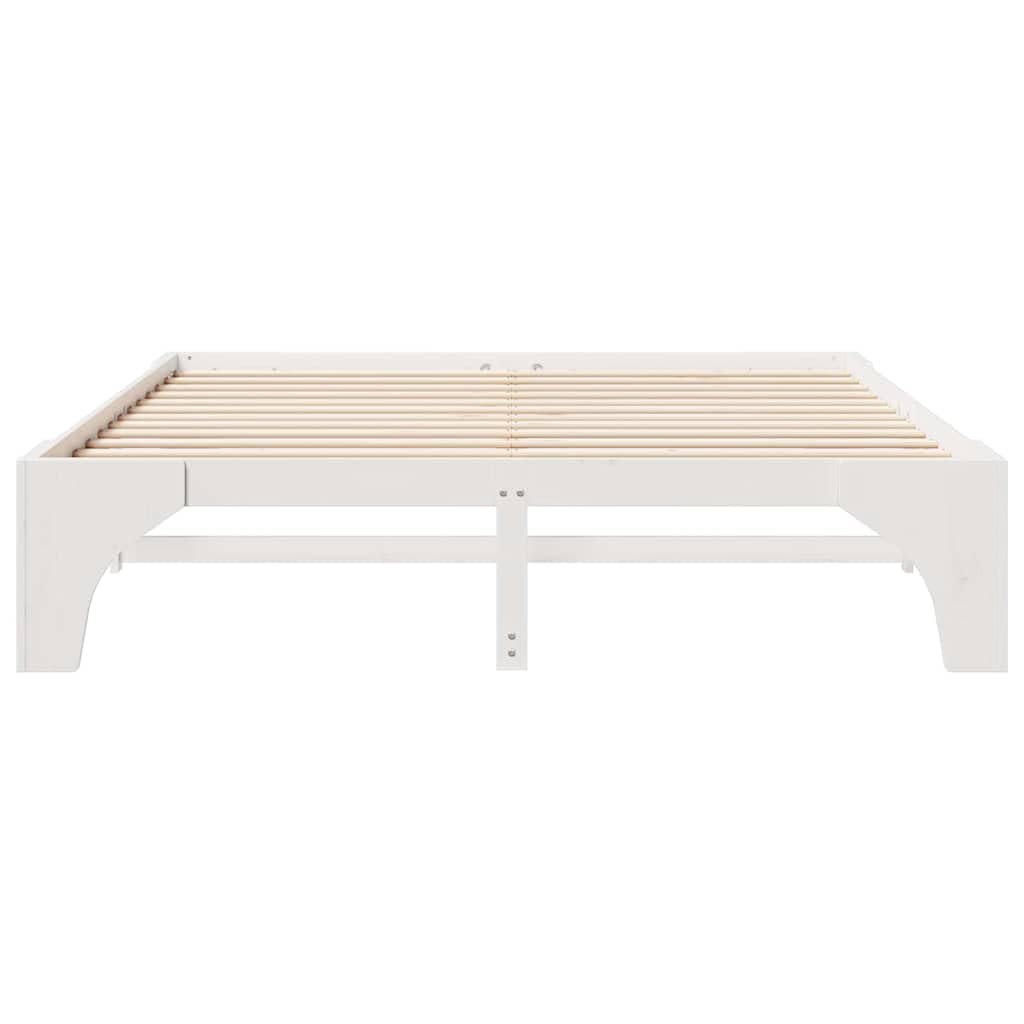 Marco de Cama de Madera Maciza de Pino Estructura Baja Minimalista para Dormitorio Moderno 4 Piezas Ensamblaje Fácil y Diseño Multifuncional para Optimizar Espacios