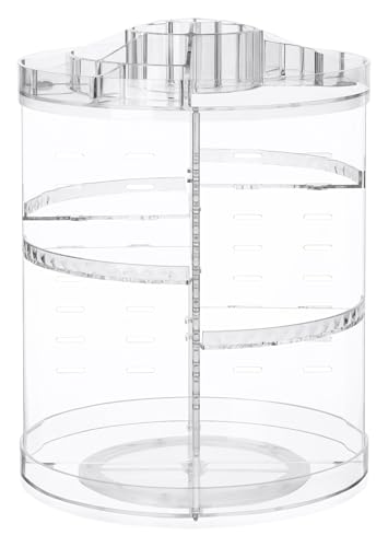 LileZbox 360 Rotating Makeup Organiser, Lilebox 360-Degree Adjustable Makeup Drawer, Fits Jewelry, Brushes,Lipsticks and Creams, 8 Layers Bathroom Storage - Crystal Clear