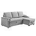 Produktbild VASAGLE Sofa L Form, Schlafsofa, Couch, Bettsofa mit Stauraum, Getränkehalter, Schlaffunktion, modern, für Wohnzimmer, Schlafzimmer, hellgrau LCS801M01V1, 213x143x75cm
