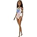 Barbie Doll with Beach Theme in American Flag Stars and Stripes Swimsuit, Brunette