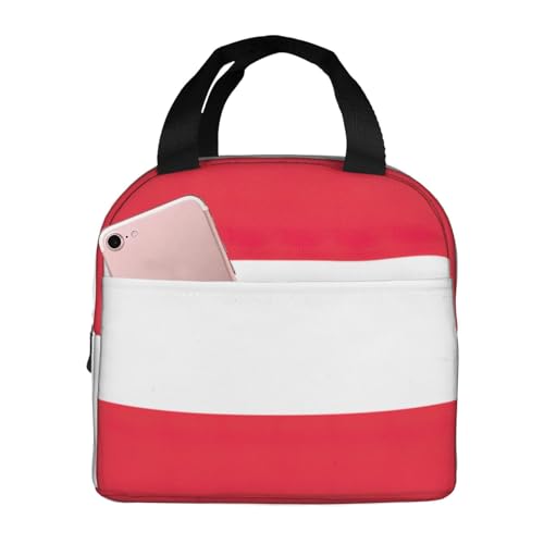 PUYhgb Austrian Flag Print Lunch Bag Women Men, Reusable Oxford Cloth Lunchbox for Work Picnic Beach