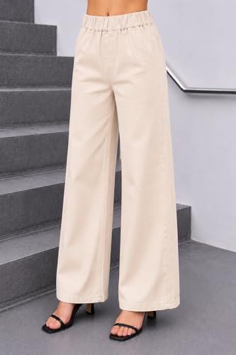 Image of ADBUCKS Girl's Stretch Denim Wide Leg Jeans Comfort Fit with Elastic Waistband, Straight Cut, Casual Style for All Seasons, Versatile Clothing