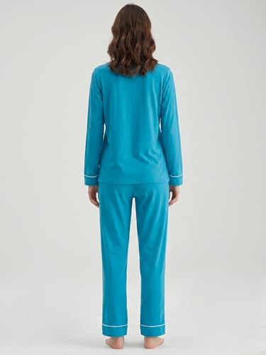 Image of Latuza Women's Petite Size Button Down Pajamas Set Long Sleeve