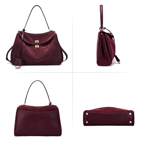 Image of hedexe Genuine Leather Tote Bag for Women: Soft Cowhide Shoulder Handbags for Ladies - Satchel Purse for Travel Work(Large)