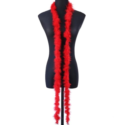 Boa en plumes de dinde d'un rouge intense, ruban décoratif pour robe de mariée et haute couture