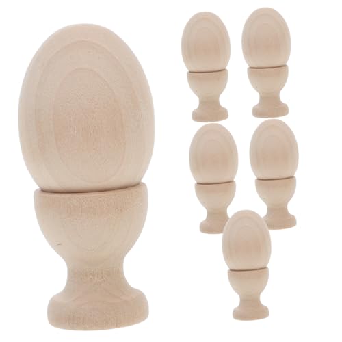 KICHOUSE 1Set Wooden Egg Cups for Craft Natural Color Egg Holders for Boiling Display and Serving Easter Egg Organizer and Kitchen Accessory
